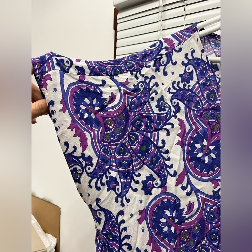 Michael Kors purple Blue Maxi Dress L Short Sleeve Stretch Career $234 NEW - Picture 4 of 7